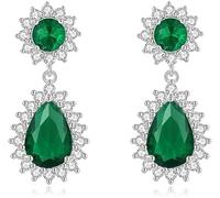 TTPSRY Pendientes Mujer Lágrima Cristal Pendientes de Oro Mujer Elegantes Brillantes Colgantes Joyas para Boda Fiesta Novia Regalo Cumpleaños Aniversario(Verde)