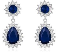 TTPSRY Pendientes Mujer Lágrima Cristal Pendientes de Oro Mujer Elegantes Brillantes Colgantes Joyas para Boda Fiesta Novia Regalo Cumpleaños Aniversario(Azul)