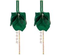 TTPSRY Pendientes Mujer Largos Elegantes con Flor Roja y Cristales Colgantes Pendientes de Oro Mujer Modernos Joyería Bohemia para Fiesta Boda