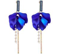 TTPSRY Pendientes Mujer Largos Elegantes con Flor Roja y Cristales Colgantes Pendientes de Oro Mujer Modernos Joyería Bohemia para Fiesta Boda