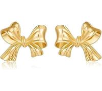 TTPSRY Pendientes Mujer Lazo Dorado Elegantes Pendientes de Oro Mujer Vintage Joyería Accesorios Moda Aretes Brillantes Regalos para Damas Señoras Chicas