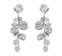 TTPSRY Pendientes Mujer Pendientes Colgantes de Pétalos Pendientes Bohemios Pendientes de Flor de Metal Joyería de Regalos para Uso Diario y Fiesta (Plata)