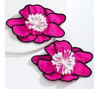 TTPSRY Pendientes Mujer Pendientes de Flor Pendientes Bohemios Pendientes Hipoalergénicos de Pétalos Grandes Joyería de Personalizados para Uso Diario y Fiesta (Fucsia)