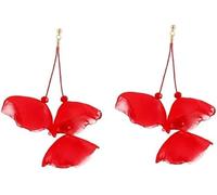 TTPSRY Pendientes Mujer Pétalos Negros Largos Colgantes Pendientes de Oro Elegantes Flores Ligeros Joyas para Mujer Chica Adolescente(rojo)