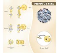 TTPSRY Pendientes Mujer Plata 925 Dorados con Circonitas Brillantes Juego de Pendientes Elegantes para Mujer Ideal para Regalo y Uso Diario