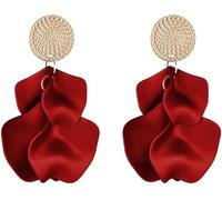 TTPSRY Pendientes para Mujer Pendientes Fashion Simple Pendientes Borla Pétalos de Colores Pendientes Hipoalergénicos Joyería Pendientes Moda Joyas(Rojo)