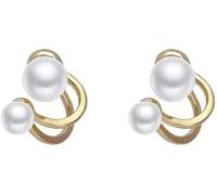TTPSRY Pendientes Perlas Piercing Oreja Tragus Nariz Aretes Dobles Elegantes Joyas Mujer Accesorios Modernos Clips Decorativos Sin Agujero Hipoalergénicos Ajustables