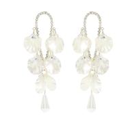 TTPSRY Pendientes Semicírculo Cristal Elegante Concha Nácar Colgante Floral Brillante Joyería Femenina