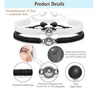 TTPSRY Pulsera Ajustable Proyección Mensaje Amor Cordón Nylon Trenzado Joya Romántica Brazalete Elegante