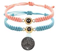TTPSRY Pulsera Ajustable Trenzada Negra Proyección Mensaje Amor 100 Idiomas Joya Artesanal Cordón Nylon Resistente
