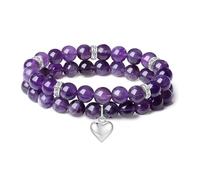 TTPSRY Pulsera Amatista Natural Corazón Colgante Cristal Curativo Joyería Elegante Mujer Accesorios Brazalete