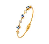TTPSRY Pulsera Cable Trenzado Ojo Turco Amuleto Protector Cristales Brillantes Acero Inoxidable Joyería Elegante Mujer