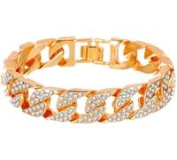 TTPSRY Pulsera Cadena Cubana Cristales Brillantes Elegante Joya Mujer Cierre Seguro Acero Inoxidable Resistente