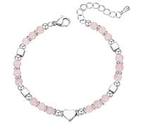 TTPSRY Pulsera Corazón Piedras Naturales Amazonita Multicolor Ajustable Acero Inoxidable Joya Mujer Elegante