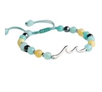 TTPSRY Pulsera Ola Marina Piedra Natural Jaspe Ajustable Cuentas Redondas Joyería Elegante Mujer Graduación Celebración