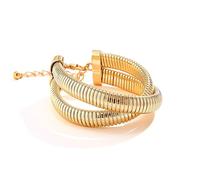 TTPSRY Pulsera Serpiente Espiral Metálica Ajustable Estilo Punk Joyería Mujer Accesorios Elegantes Brazalete Dorado Textura Acanalada