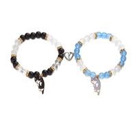 TTPSRY Pulseras de pareja con diseño de gato set de 2 pulseras ajustables con cuentas de cristal joyería para mujer y hombre pulseras de amistad y amor