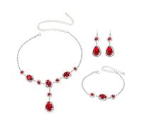TTPSRY Set de Joyas de Mujer de Lujo en Strass con Collar Pendientes y Pulsera con Brillantes Piedras de Strass Ideal para Bodas Bailes y Vestidos de Noche