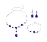 TTPSRY Set de Joyas de Mujer de Lujo en Strass con Collar Pendientes y Pulsera con Brillantes Piedras de Strass Ideal para Bodas Bailes y Vestidos de Noche