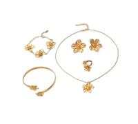 TTPSRY Set de Joyas Floral de 5 Piezas con Collar Brazalete Anillo y Pendientes Elegante Conjunto de Joyas para Uso Diario y Ocasiones Especiales