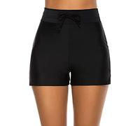 TTPSRY Shorts de Natación Mujer Bikini Short Pantalones Cortos para Mujer Acuáticos Bañador de Pantalon Cortos con cordón Ajustables (Negro/M)