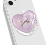 TTPSRY Soporte Magnético Corazón Transparente Lazo Decorativo Teléfono Móvil Ajustable Rotación 360° Adhesivo Fuerte Compatible Múltiples Modelos