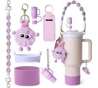 TTPSRY Stanley Cup Accesorios 7 Piezas Correa de Asa Reutilizables Tapas de Pajitas Llavero Colgantes para Tazas Aisladas 30 y 40 oz Cups No Incluye (Violeta)