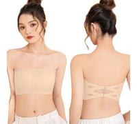 TTPSRY Sujetador Bandeau sin Costuras Sujetador sin Tirantes para Mujer Acolchado Extraíble Elástico Top para Estudiantes Envoltura en el Pecho(Almendra/XL)