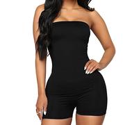 TTPSRY Traje sin Tirantes Mono de Mujer Corto en General Mono Corto Elegante Sin Mangas Casual Jumpsuit (Negro/L)