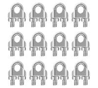 TTQiAnJ 12 Piezas Abrazaderas de Cuerda de Cable M6,Wire Rope Clips para Tensar el Cable para Cables Acero inoxidable,Plateado