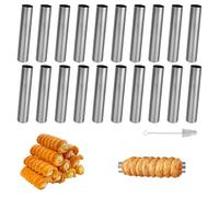 TTQiAnJ 20 Pieces Moldes de Cannoli de acero inoxidablecon con 1 cepillo de limpieza,12 x 2cm moldes para esquinas de crema para repostería casera,tortitas, pasteles y otros deliciosos manjares