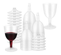 TTQiAnJ 50 Piezas Copas de Vino de Plástico,150 ml Reutilizables Copas de Cata de Vino de Plástico,Transparentes - Copas de Vino de Fiesta con Tallo para Bodas,Cumpleaños,Picnics