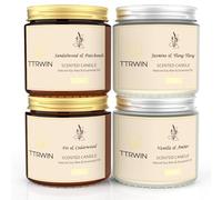 TTRWIN 4 Velas Perfumadas, Jazmín-Ylang, Sándalo-Pachulí, Abeto-Cedro, Vainilla-Ambar, Vela Aromática Cera de Soja, Regalo para Mujeres Hombres Cumpleaños, Navidad, Año Nuevo