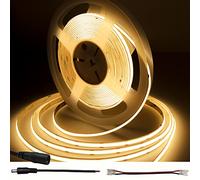 TTWAY Tira LED COB 10M, DC24V Tiras LED 2700K con 384LED/m, CRI 90+, 8mm Ancho, ángulo haz 180°, Tira Luces LED Blanco Calido Regulable para decoración dormitorio (fuente de alimentación no incluida)