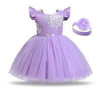 TTYAOVO Bebé Niña Princesa Fiesta Niño Pequeño Flor Vestir Talla 90(12-24 Meses) 752 Púrpura