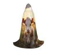 TTYDOKLA Bonita capa con capucha con estampado de vaca, disfraz de mago y renacentista con capucha, para juegos de rol y fiestas