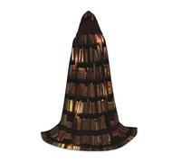 TTYDOKLA Capa con capucha con estampado de biblioteca de libros, capa de disfraz de mago y renacimiento con capucha, para juegos de rol y fiestas