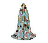 TTYDOKLA Capa con capucha con estampado de conos de helado, capa de disfraz de mago y renacentista con capucha, para juegos de rol y fiestas