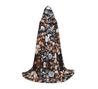 TTYDOKLA Capa con capucha con estampado de piedras de guijarros, capa de disfraz de mago y renacentista con capucha, para juegos de rol y fiestas