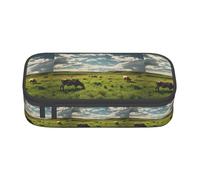 TTYDOKLA Cattle Farm Sanctuary - Estuche de tela Oxford con múltiples compartimentos, ideal para viajes u oficina, Black, Talla única, Neceser de maquillaje