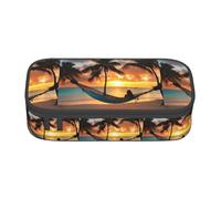 TTYDOKLA Coconut Beach Sunset - Estuche de tela Oxford con estampado de hamaca con múltiples compartimentos, ideal para viajes u oficina, Black, Talla única, Neceser de maquillaje