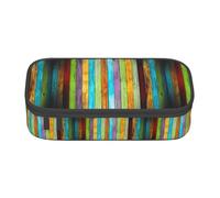 TTYDOKLA Colorido estuche de tela Oxford con impresión de tablero de madera con múltiples compartimentos, ideal para viajes u oficina, Black, Talla única, Neceser de maquillaje