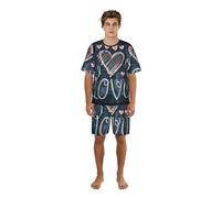 TTYDOKLA Conjunto de pijama para hombre con texto en inglés "I Love You Words With Hearts", perfecto para fines de semana perezosos y relajación nocturna, Negro, XL