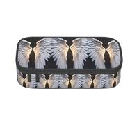 TTYDOKLA Estuche de tela Oxford con estampado de alas de ángel con múltiples compartimentos, ideal para viajes u oficina, Black, Talla única, Neceser de maquillaje