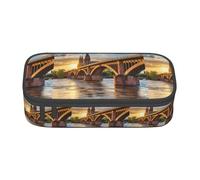 TTYDOKLA Estuche de tela Oxford con estampado de atardecer de Strasbourg con múltiples compartimentos, ideal para viajes u oficina, Black, Talla única, Neceser de maquillaje