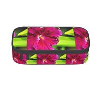 TTYDOKLA Estuche de tela Oxford con estampado de flores de hibisco con múltiples compartimentos, ideal para viajes u oficina, Black, Talla única, Neceser de maquillaje