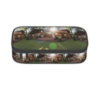 TTYDOKLA Estuche de tela Oxford con estampado de madera rústica con múltiples compartimentos, ideal para viajes u oficina, Black, Talla única, Neceser de maquillaje