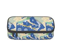 TTYDOKLA Estuche de tela Oxford con impresión de mapa de Grecia con múltiples compartimentos, ideal para viajes u oficina, Black, Talla única, Neceser de maquillaje