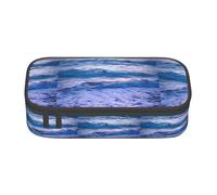 TTYDOKLA Estuche para lápices de tela Oxford con estampado de olas del océano y atardecer en la playa, con múltiples compartimentos, ideal para viajes u oficina, Black, Talla única, Neceser de