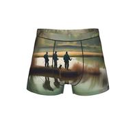 TTYDOKLA Fishing Lake Fishermen - Ropa interior para hombre, calzoncillos tipo bóxer para hombre, cómodos pantalones cortos elásticos para hombre, Negro, XL